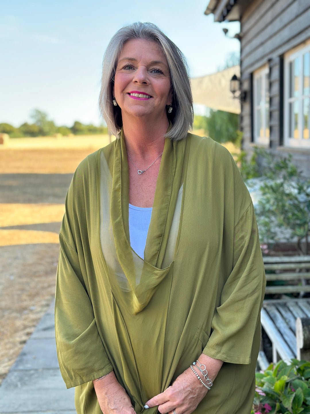 Silk Crossover Tunic | Olive