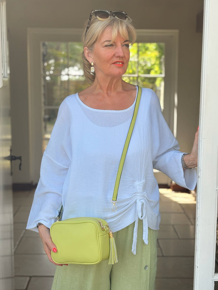 Faux Leather Cross Body Bag | Lime