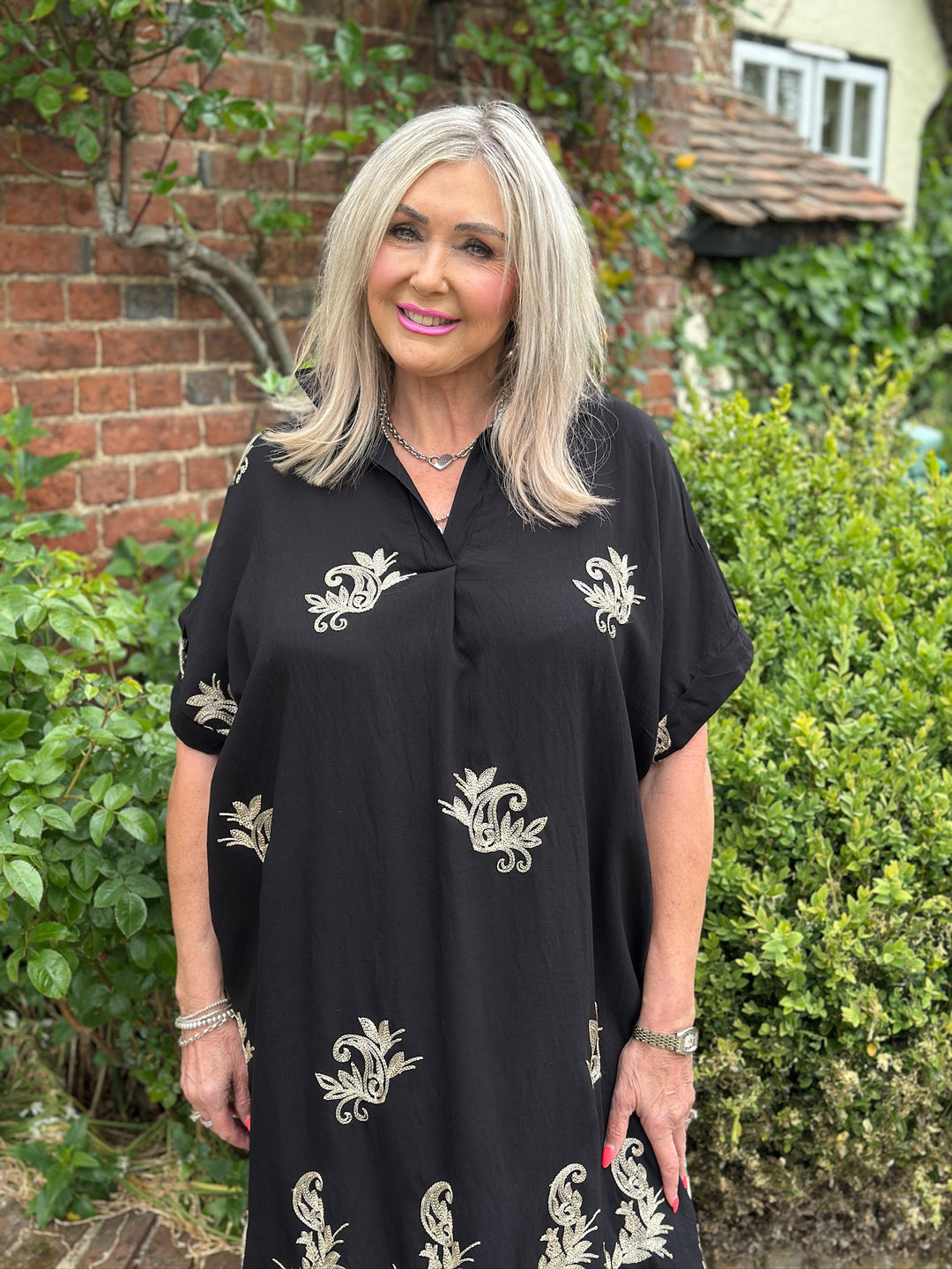 Swirl Glitz Leaf Embroidered Tunic Dress | Black Mandy's Heaven Swirl Glitz Leaf Embroidered Tunic Dress | Black Mandy's Heaven