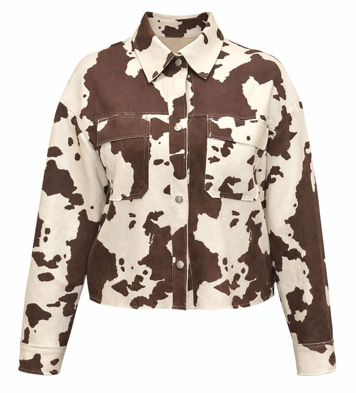 Cow Print Faux Suede Western Jacket - Malissa J