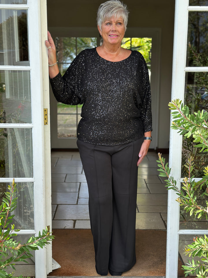 Sequin Batwing Top - Malissa J | Black