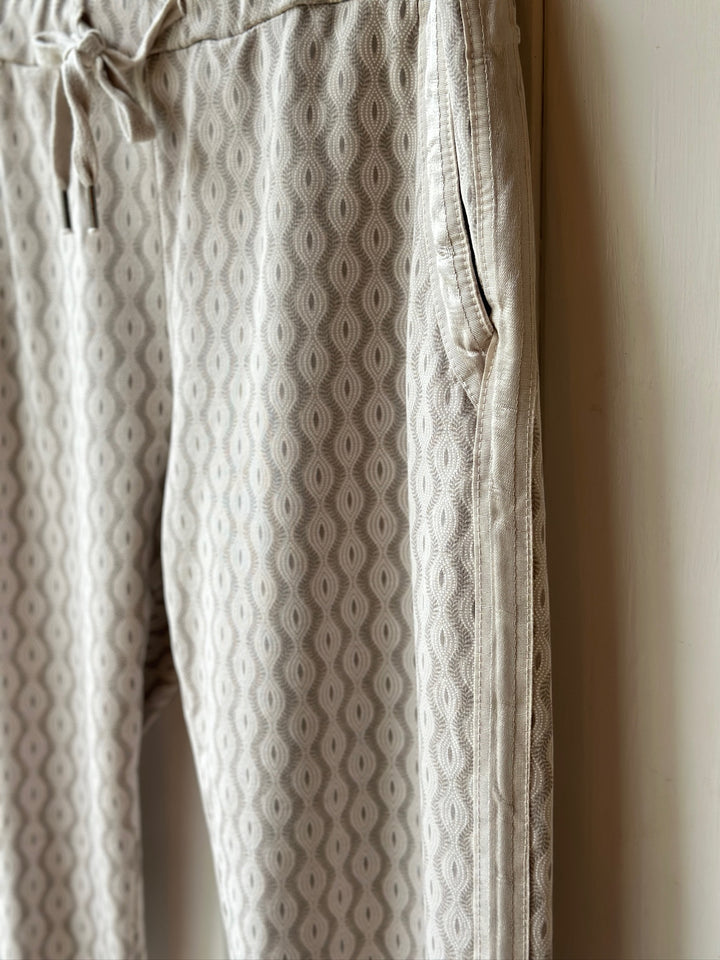 Geometric Print Slim Fit Premium Trouser | Beige