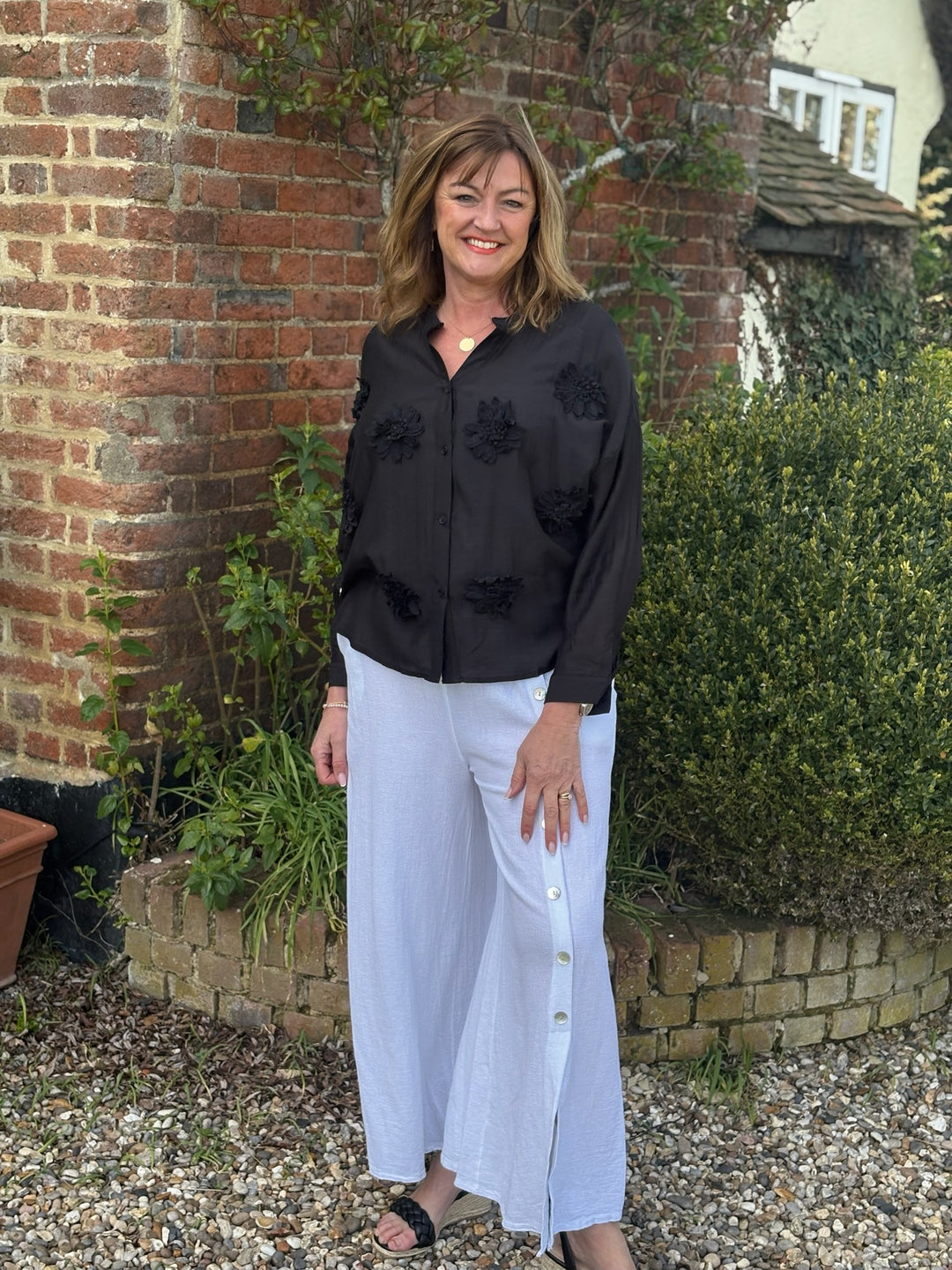 Blouse With Flower Detail  - Malissa J | Black