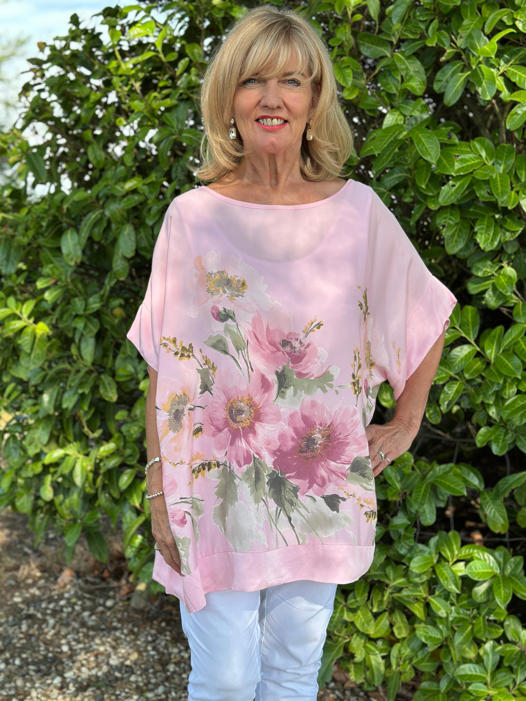 Floral Soft Ovesized Top | Pink
