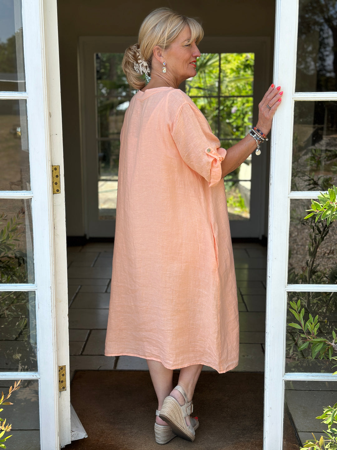 Positano Linen Dress | Peach