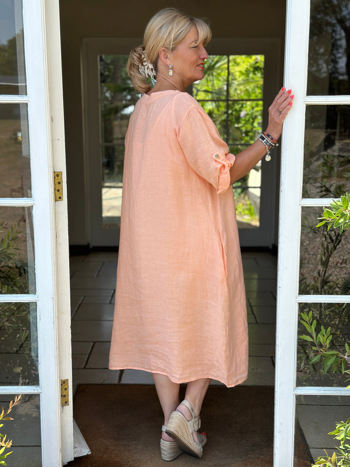 Positano Linen Dress | Peach