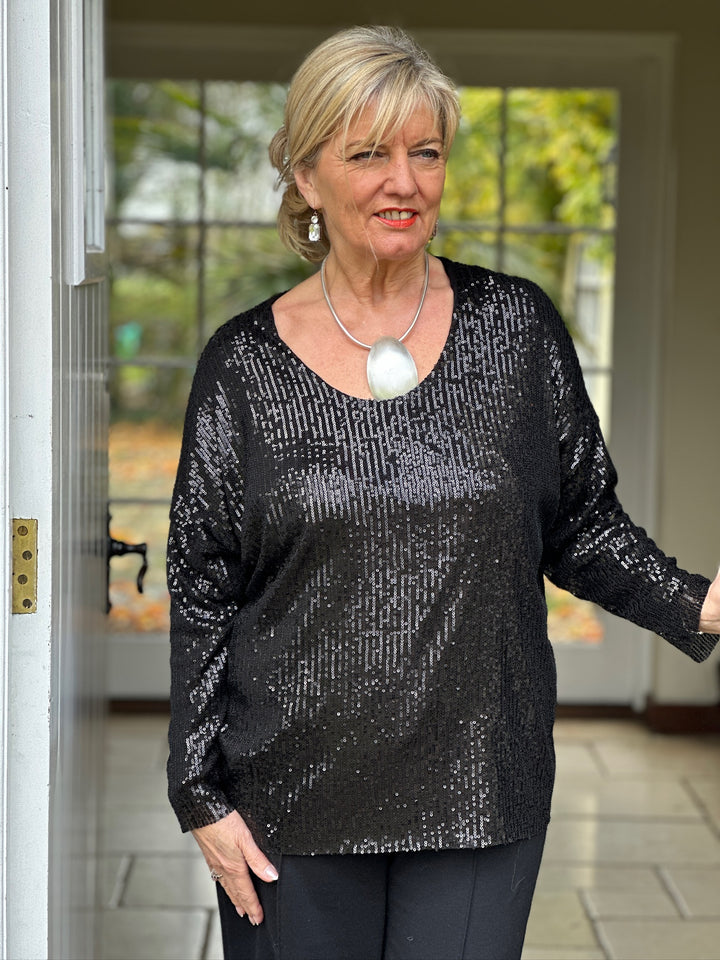 Sequin Sparkle Top | Black