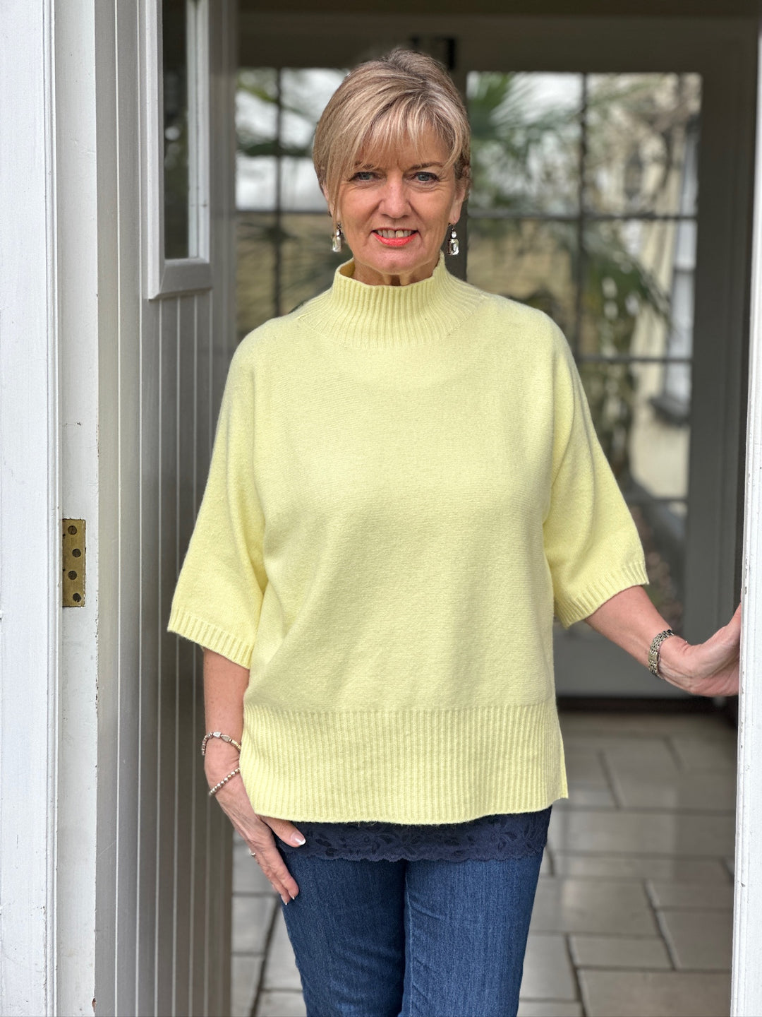 Ribbed High Neck Knit Top | Lemon - Mandy's Heaven 