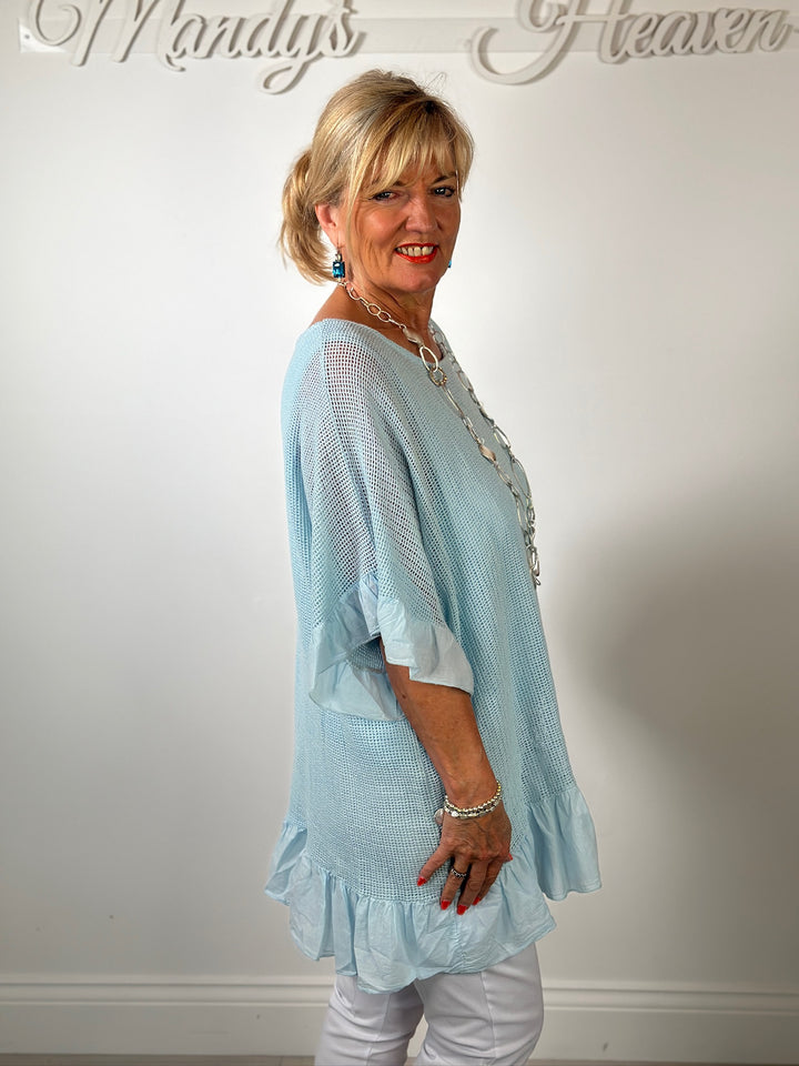 Mesh Textured Blouse | Baby Blue