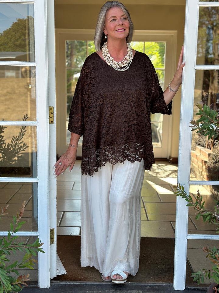 Isabelle Lace Top | Chocolate Brown