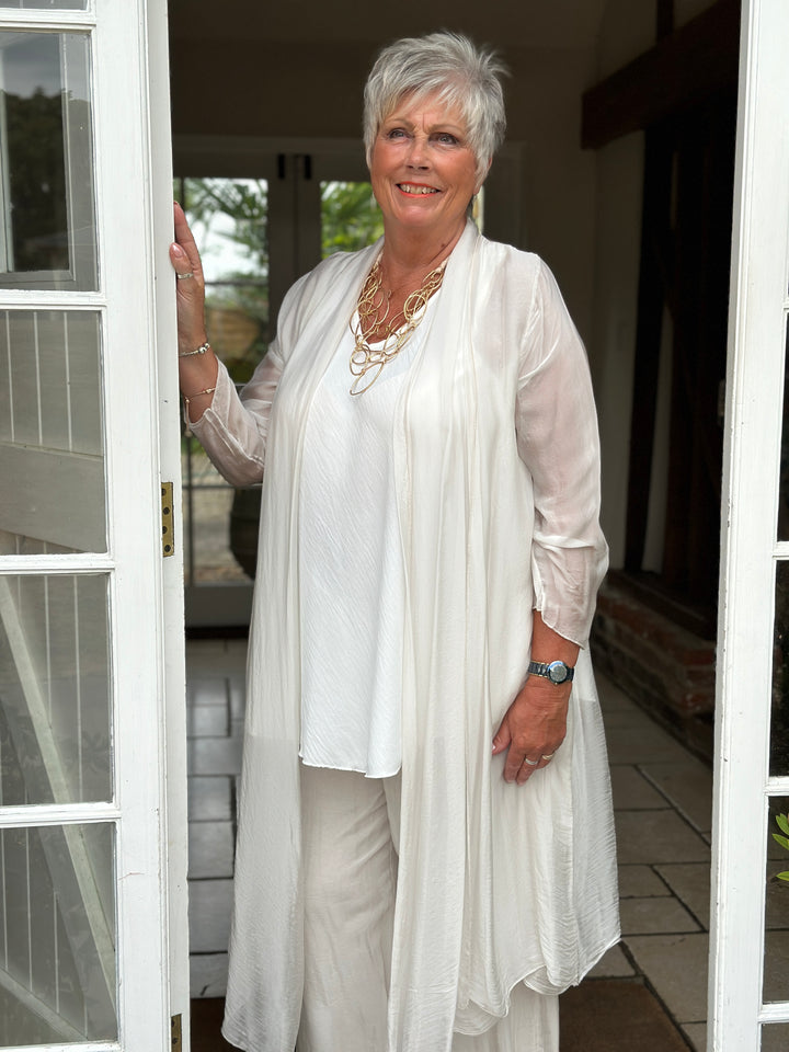 Longline Waterfall Cardigan | Ivory