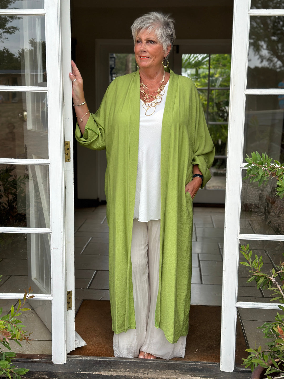 Relaxed Longline Cardigan | Lime