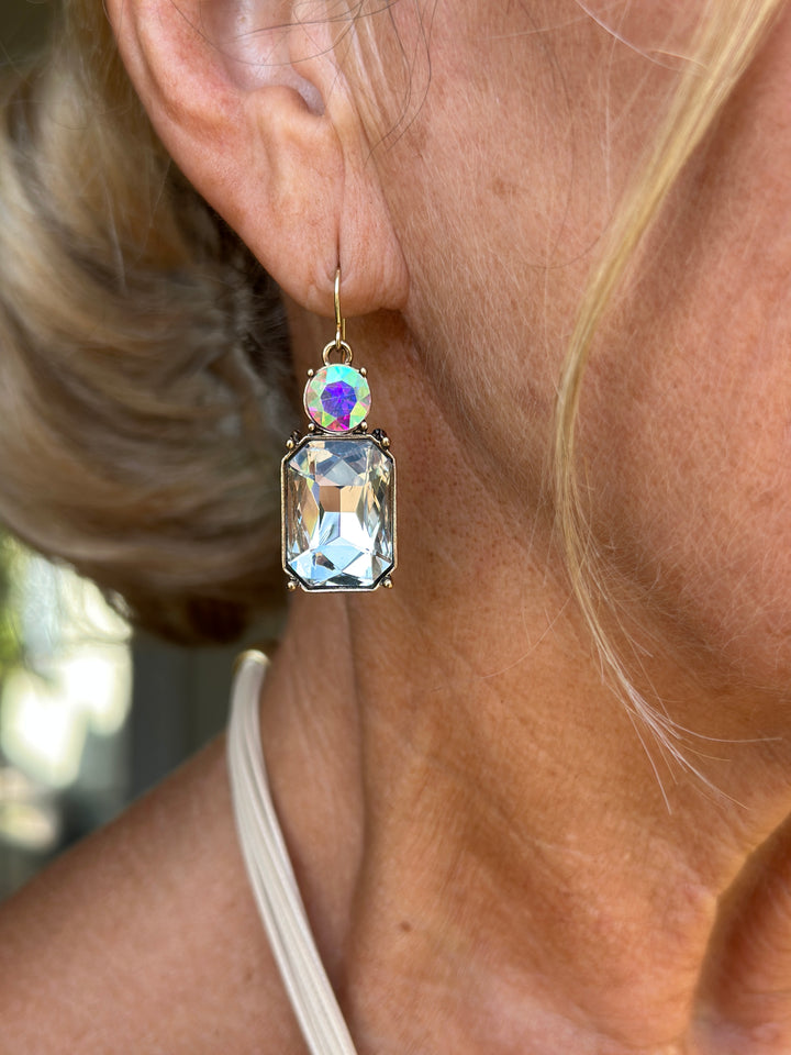 Hook Twin Gem Earrings | Clear