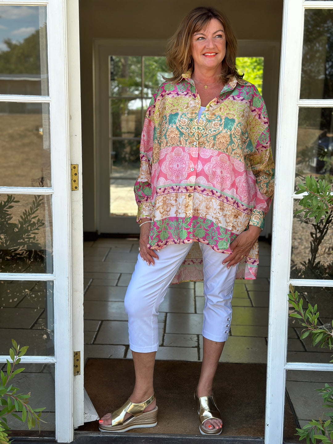 Baroque Print Shirt - Malissa J | Pink