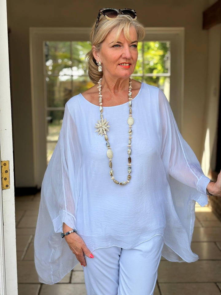 Mia Silk Blouse | White