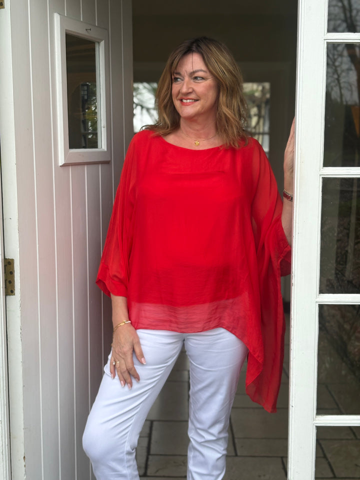 Mia Silk Blouse | Ruby Red