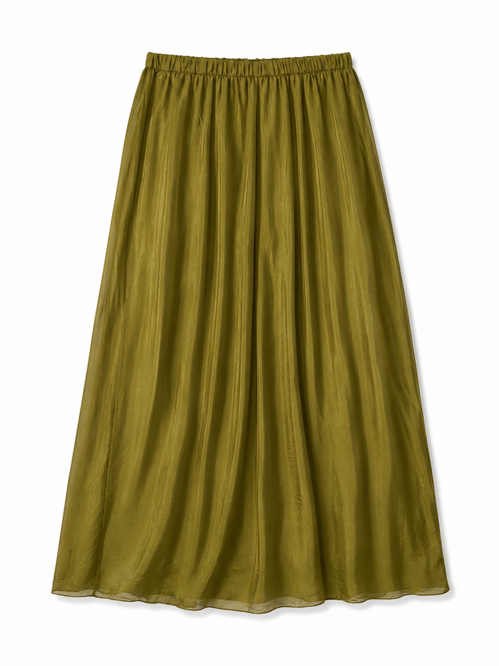 Silk Floaty Trousers | Olive