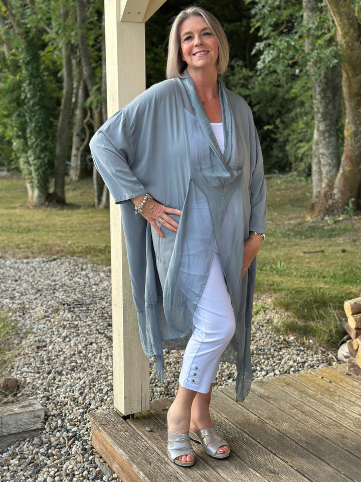 Silk Crossover Tunic | Grey