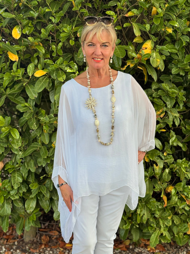 Mia Silk Blouse | White