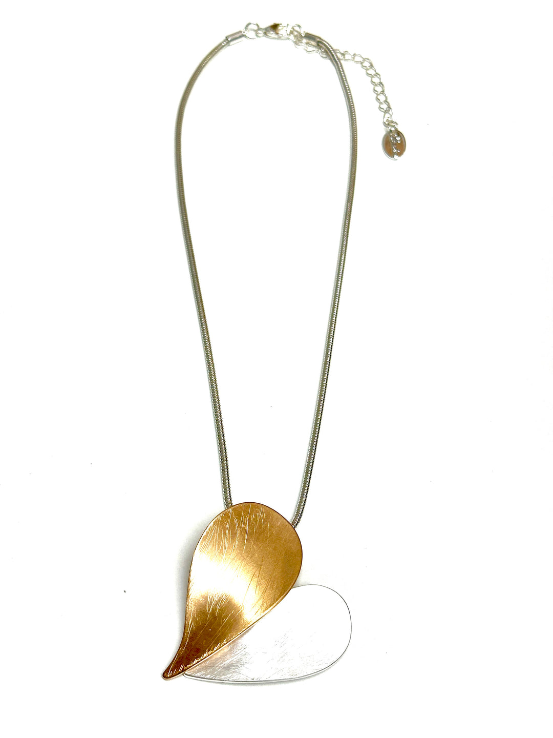 Brushed Metal Heart Necklace | Copper/Silver - Mandy's Heaven 