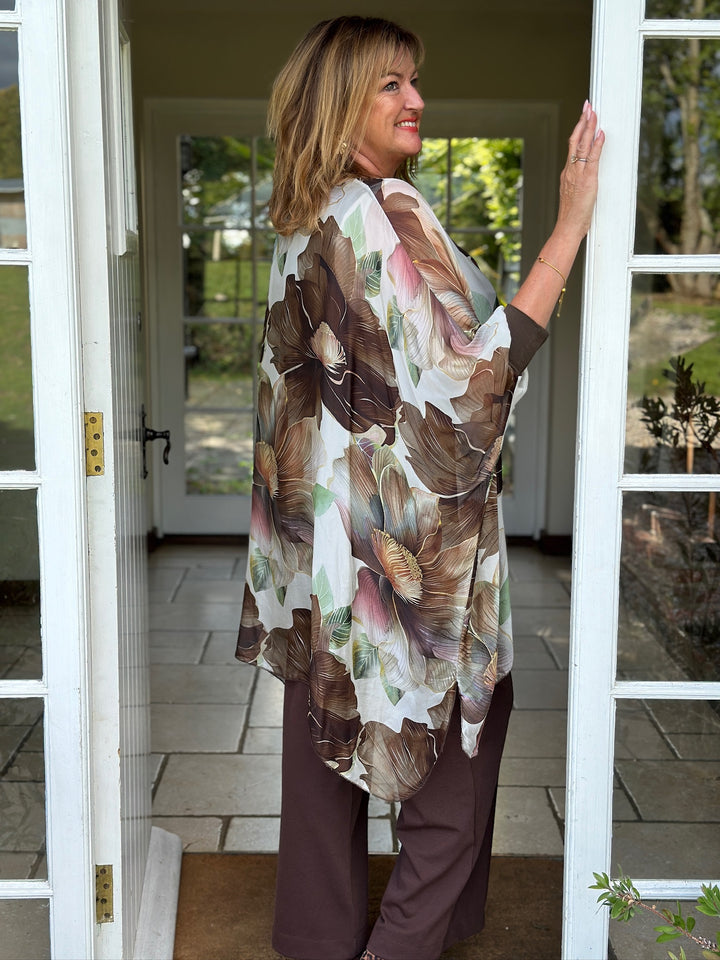Bella Flower Silk Blouse | Chocolate Brown