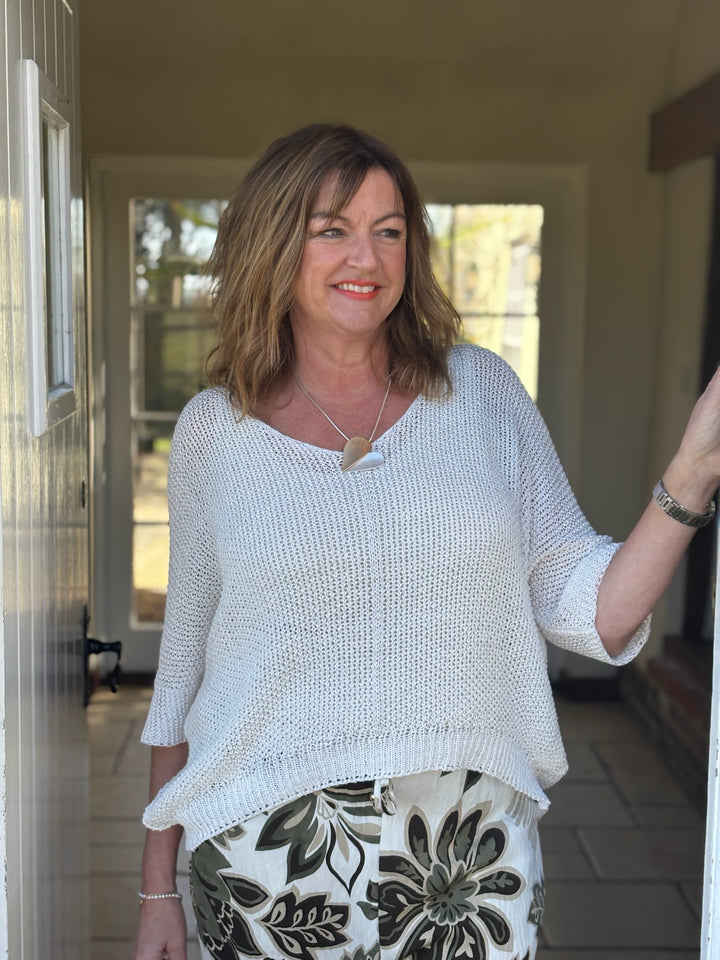 Luxury Crochet Net Top | White