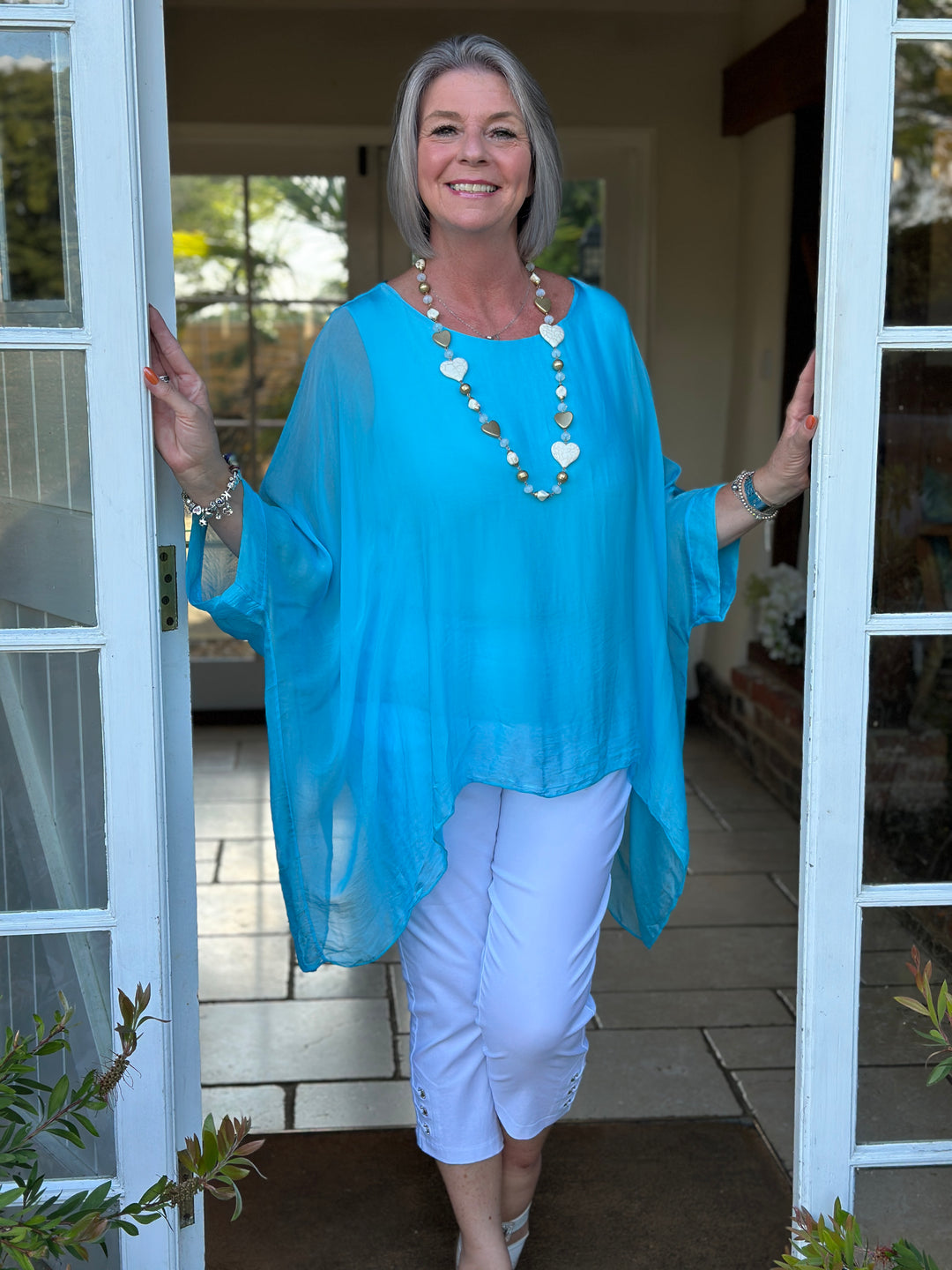 Mia Silk Blouse | Aqua