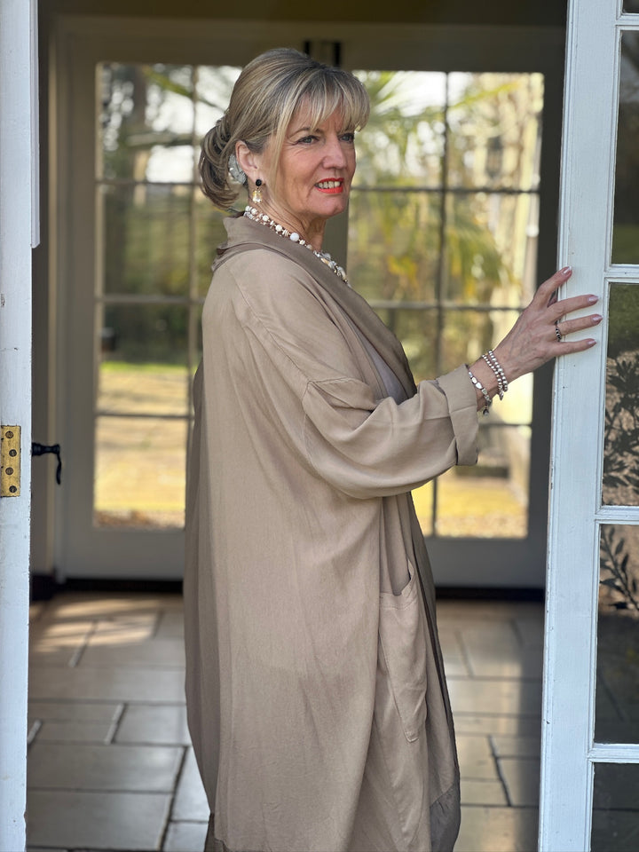 Silk Crossover Tunic | Coffee