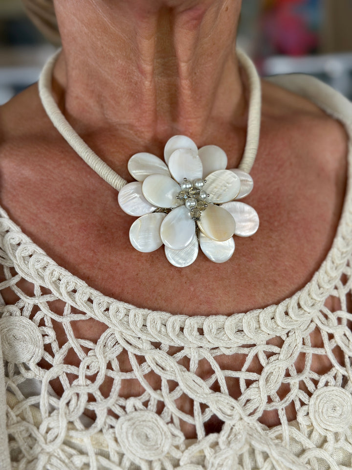 Pearlised Flower Necklace