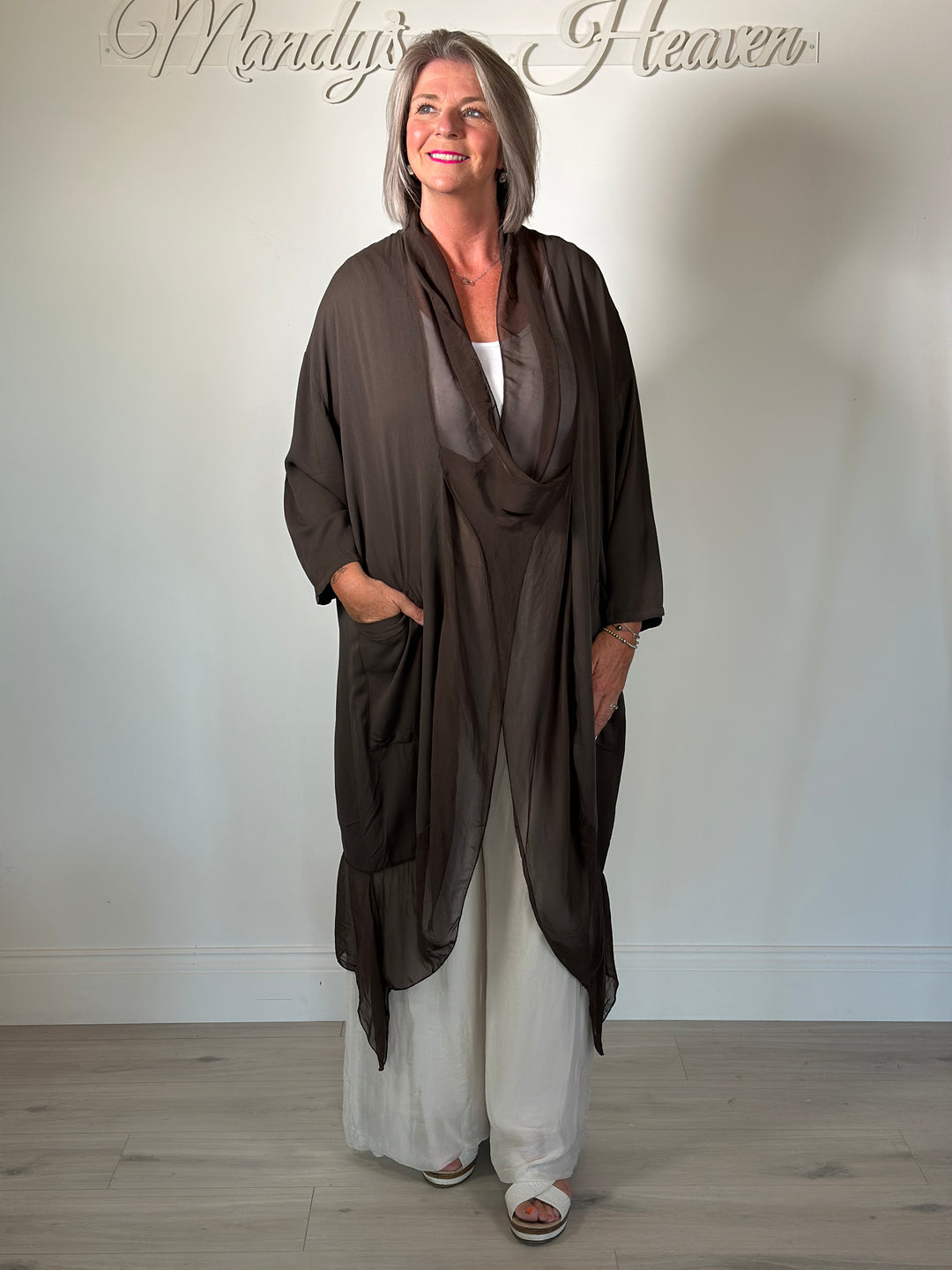 Silk Crossover Tunic | Chocolate Brown