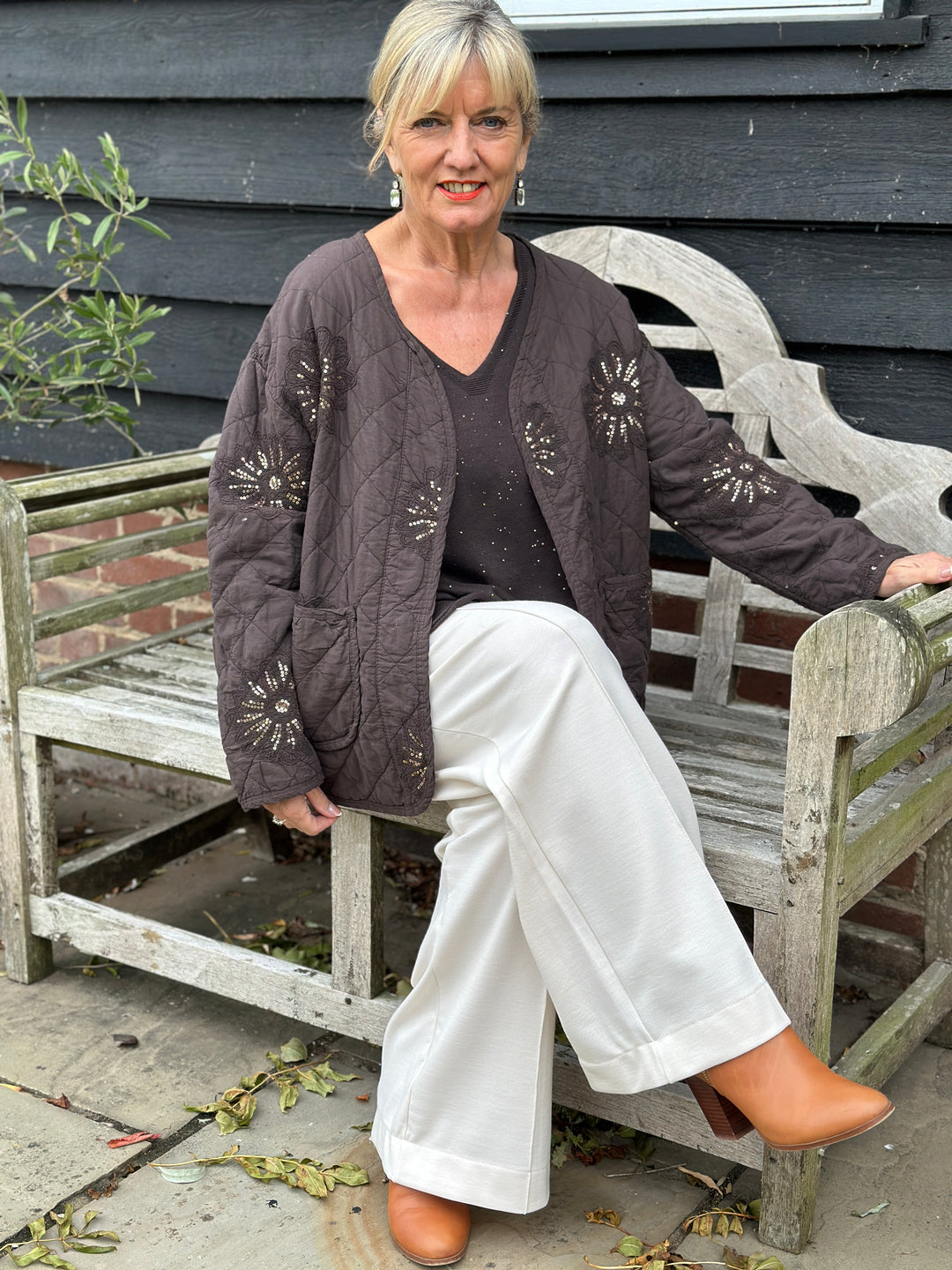 Pull-on Wide Leg Trousers - Malissa J | Oatmeal