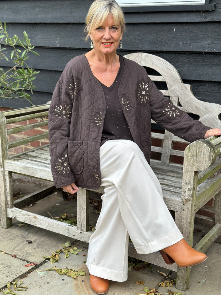 Pull-on Wide Leg Trousers - Malissa J | Oatmeal