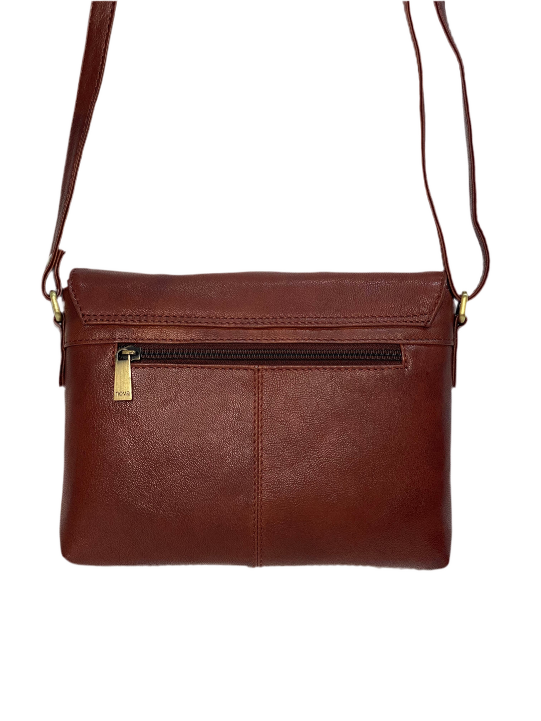 Leather Crossbody Bag - NOVA | Cognac
