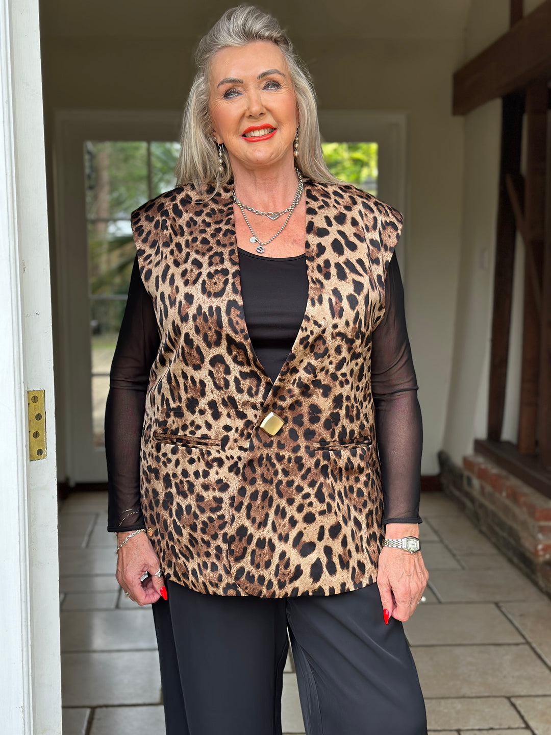 Tailored Leopard Print Gilet - Malissa J