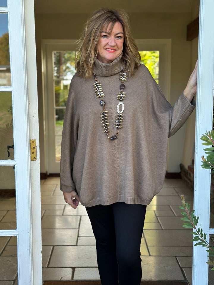 Soft Touch Roll Neck Jumper | Mink
