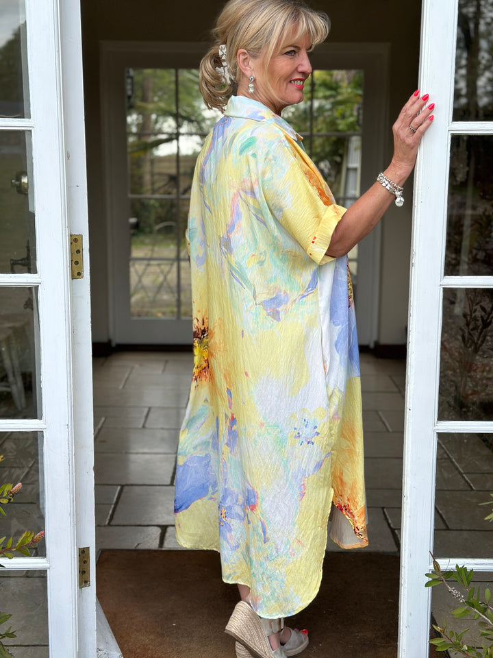 Watercolour Floral Sun Dress | Lemon