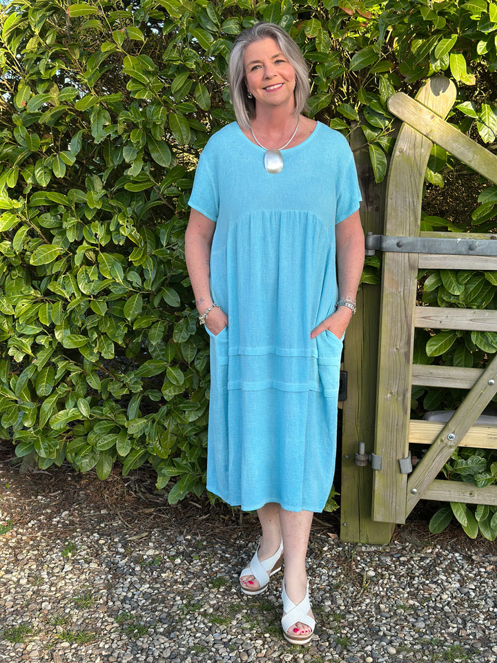 Relaxed Linen Dress | Aqua