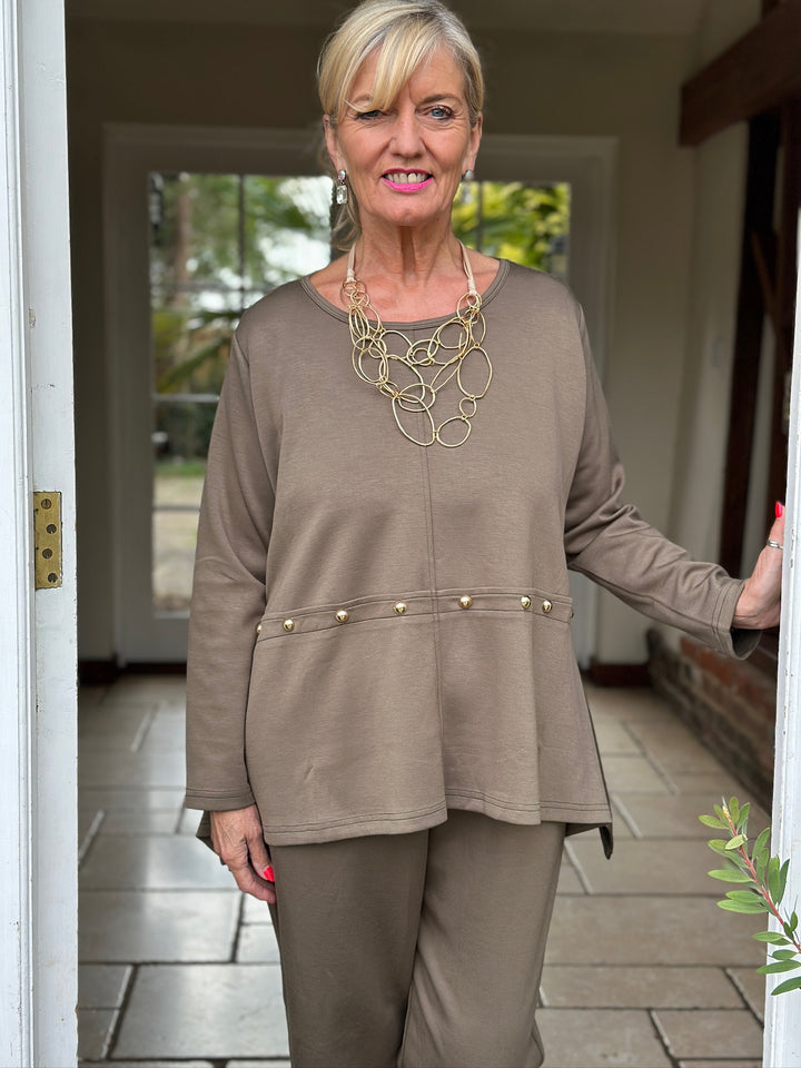 Studded Jersey Top - Malissa J | Khaki