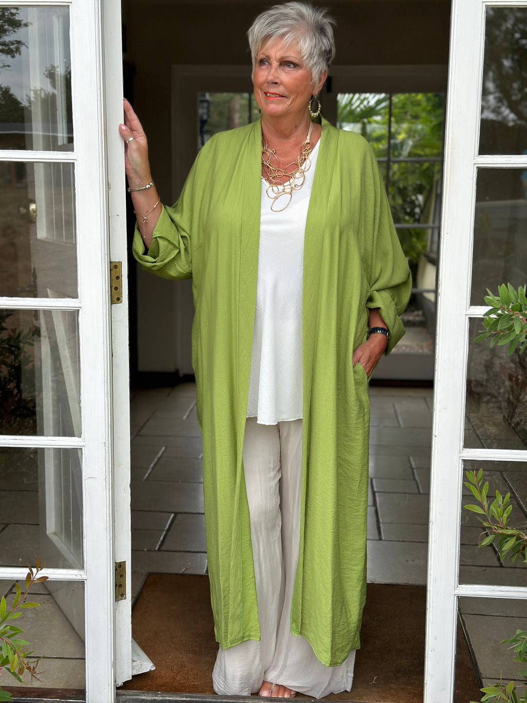 Relaxed Longline Cardigan | Lime