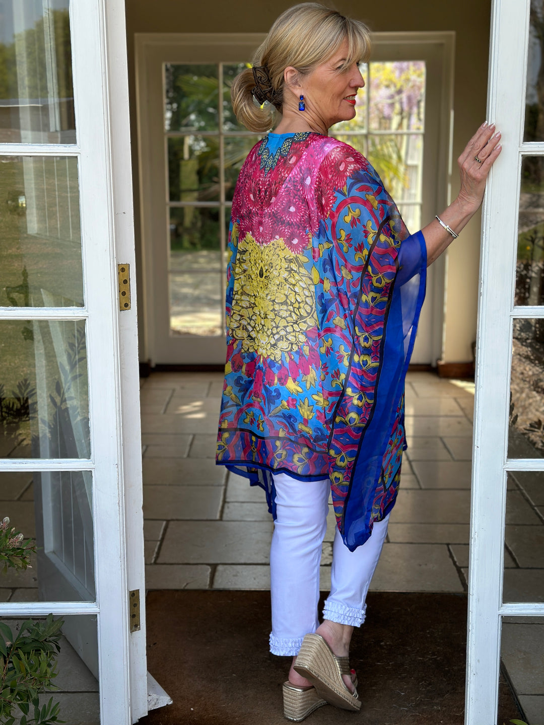Diamante Detail Sheer Kaftan | Blue