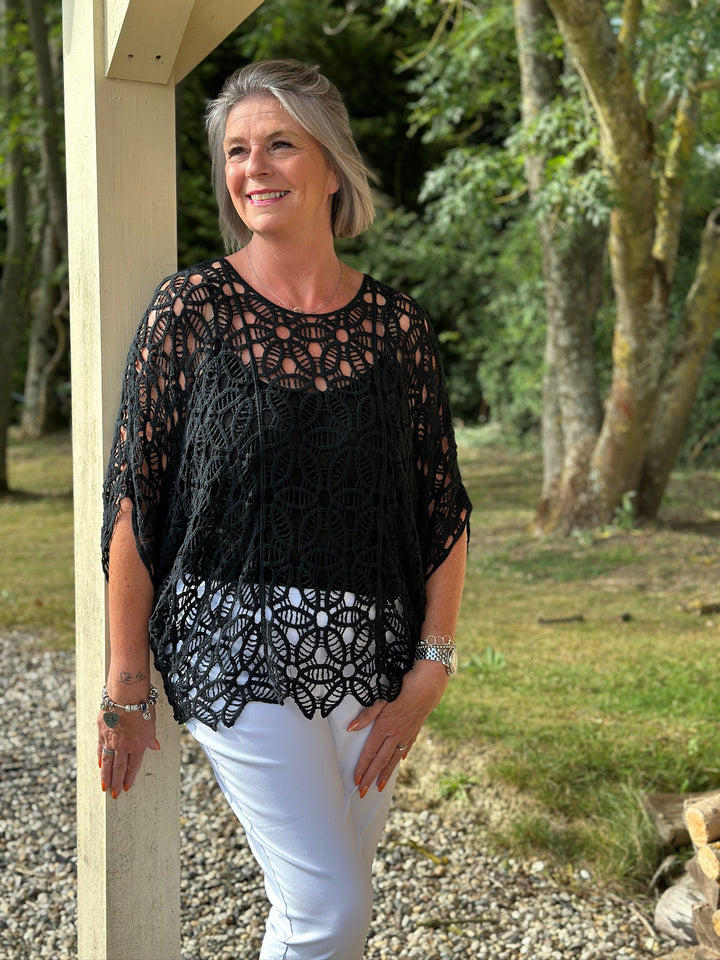 Willow Crochet Vest Top | Black