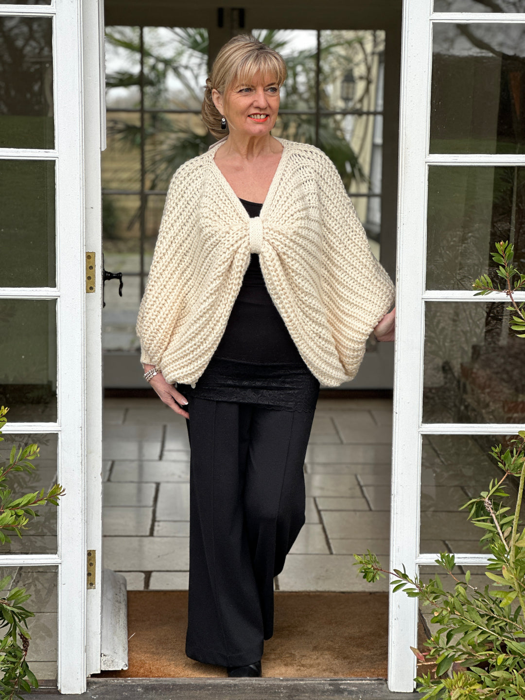 Bow Shaped Knitted Jumper Malissa J | Cream - Mandy's Heaven 
