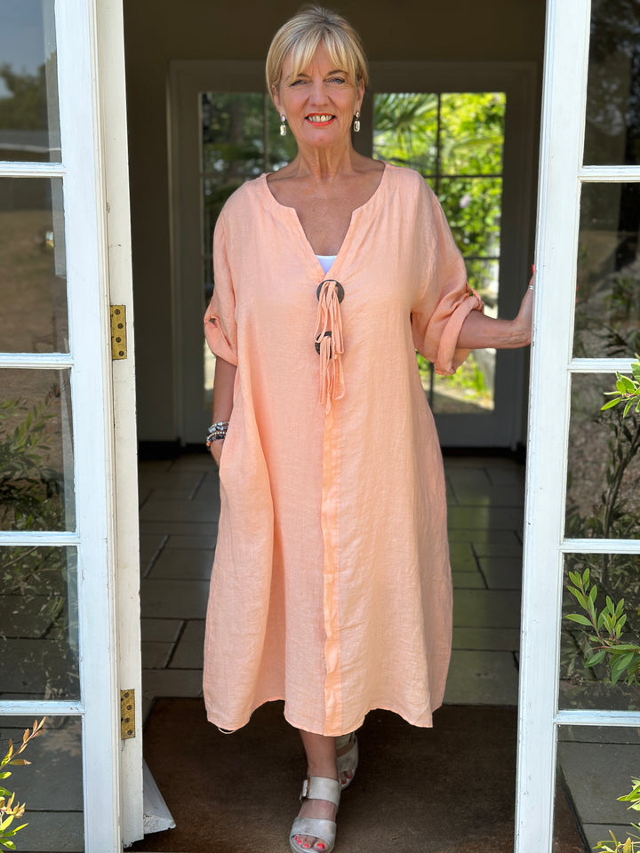 Positano Linen Dress | Peach