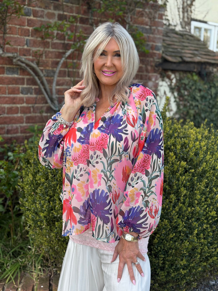 Floral Sheer Blouse - Malissa J | Pink