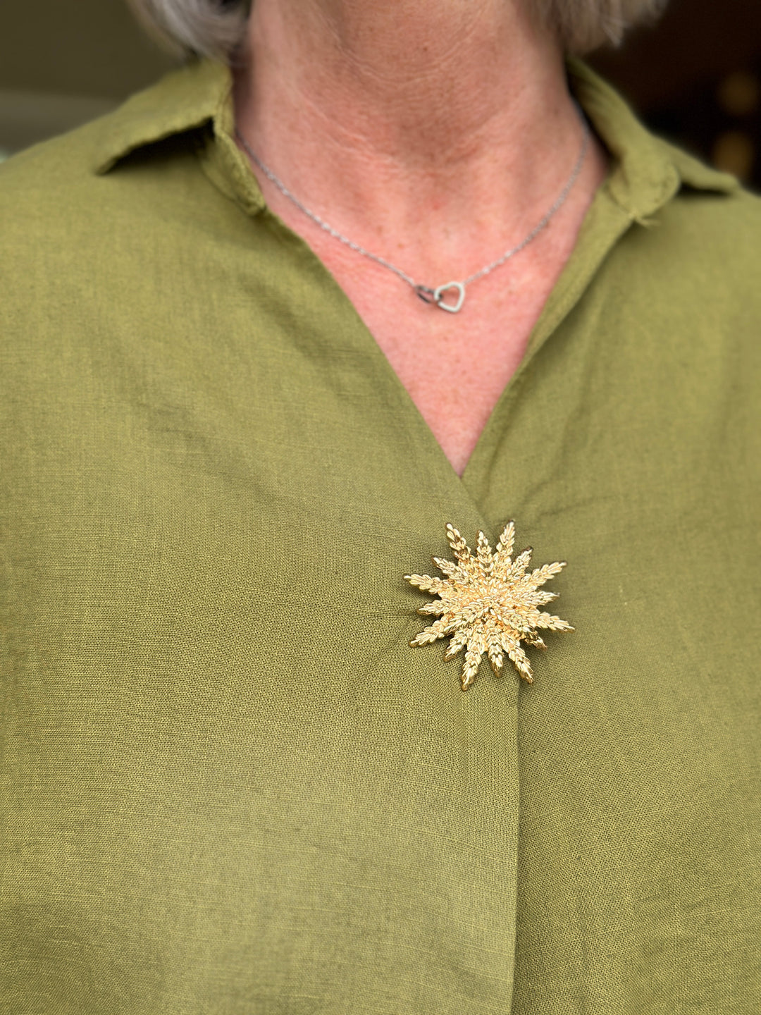 Isla Linen Blend Top | Olive