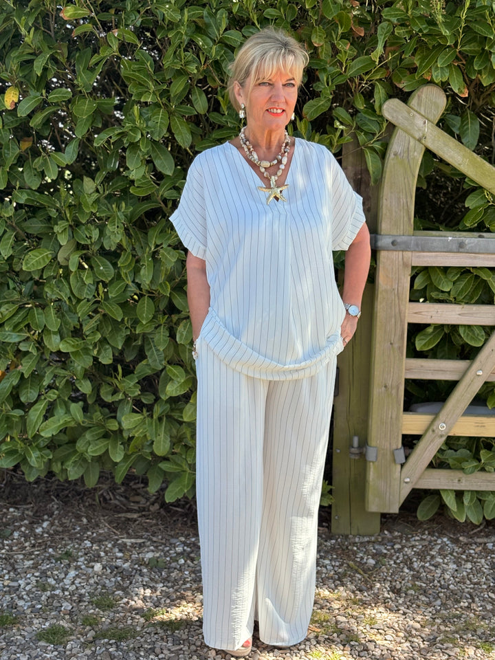 Pin Stripe Co-ord | White