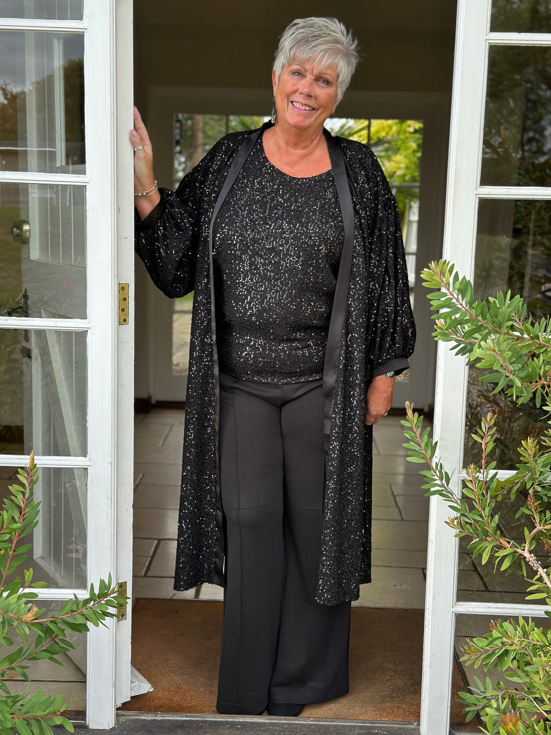 Sequin Longline Cardigan - Malissa J | Black
