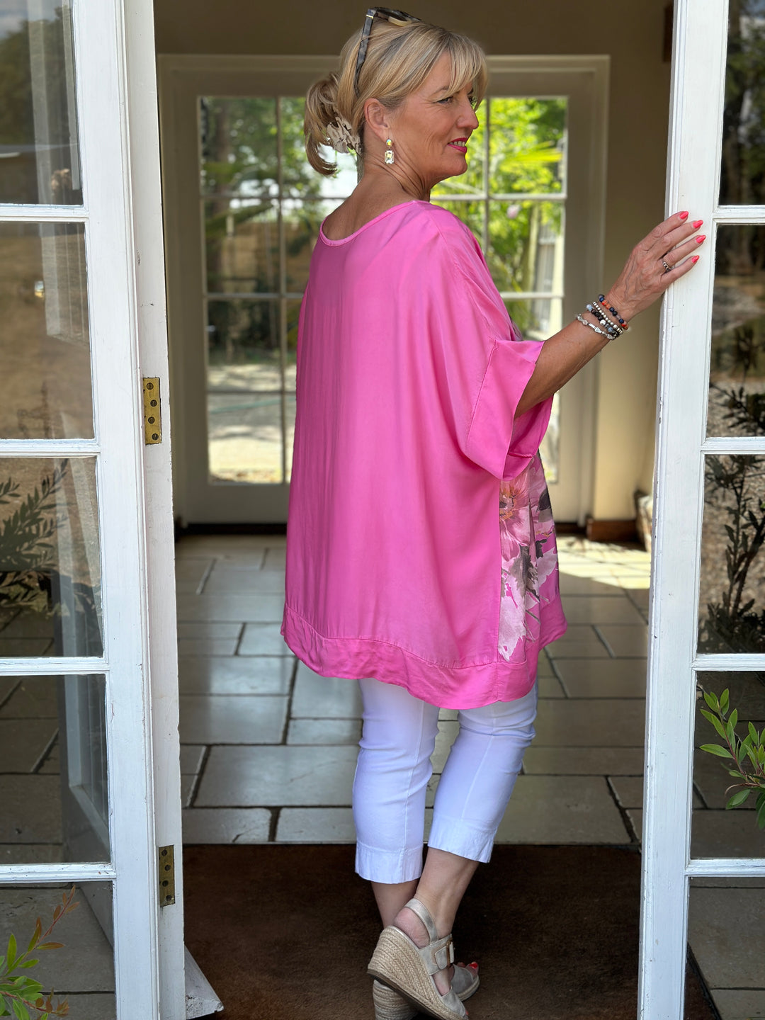 Floral Soft Ovesized Top | Fuchsia