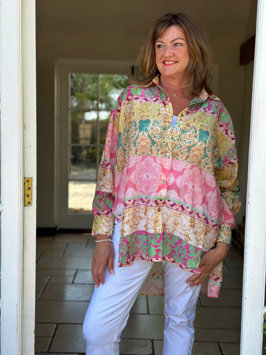 Baroque Print Shirt - Malissa J | Pink