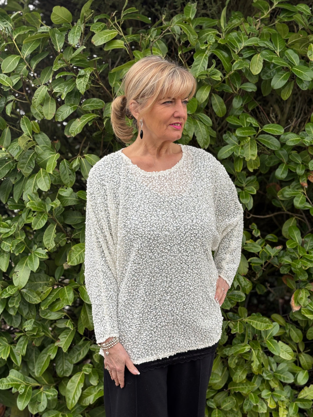 Sequin Lined Top Malissa J | Cream - Mandy's Heaven 